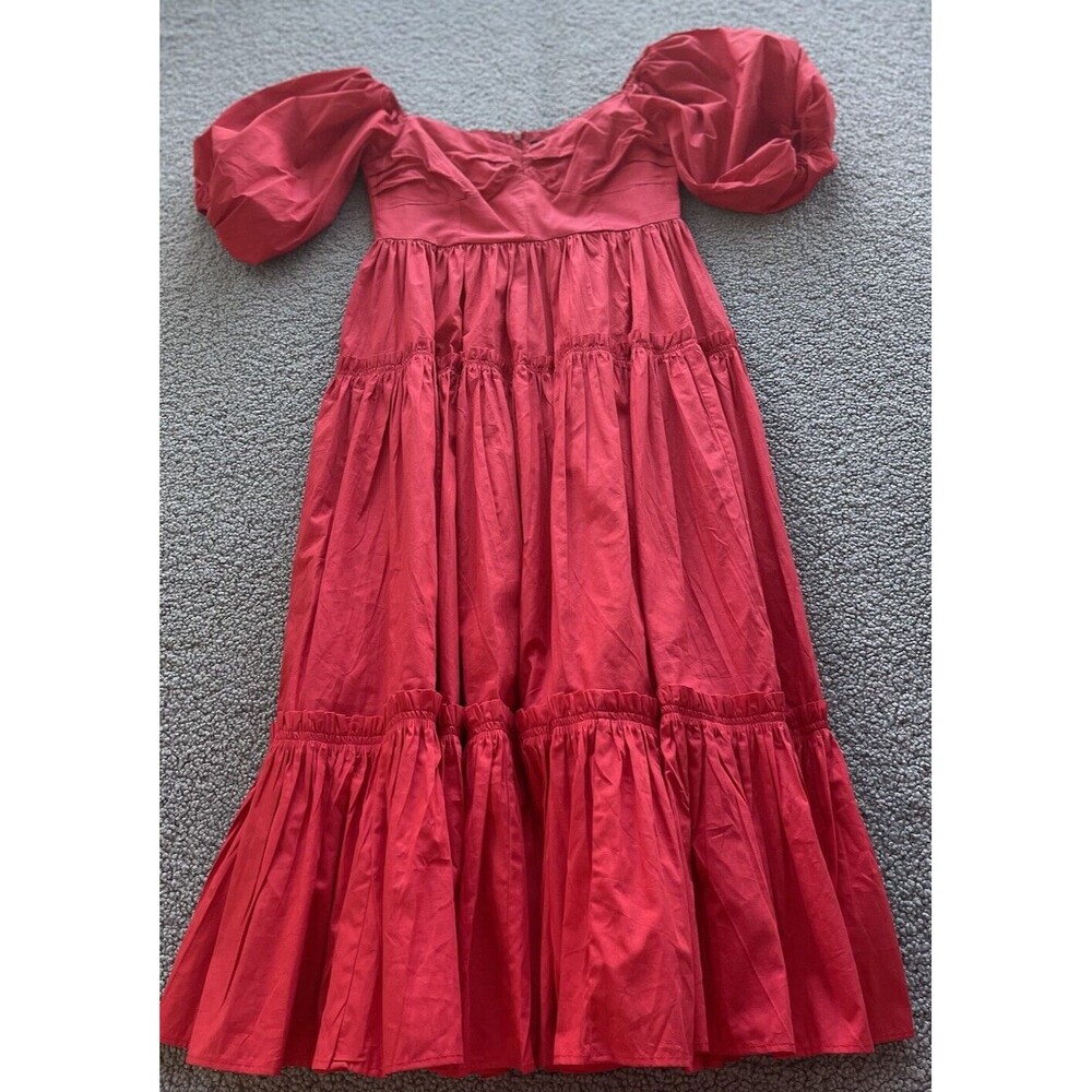 Anthropologie ATSU Dress Women 6 Red Off-The-Shoulder Preppy Poplin Sundress NWT - Picture 11 of 16